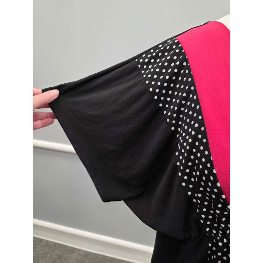 Torrid Womens Pink Black Polka Dot Empire Waist Dolman Sleeve Tunic Top Size 1 - Picture 4 of 9